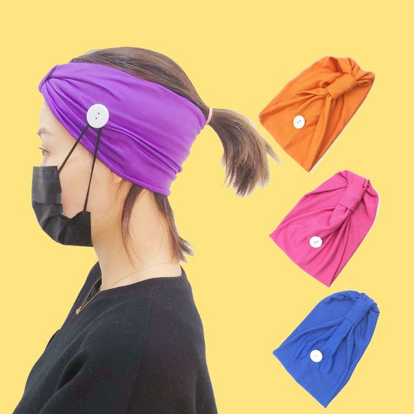 

2020 новая мода многоцветный кнопка повязка на голову hairband йога вязаный стрейч нескользящая маска hairband женские девушки аксессуары дл, Golden;white
