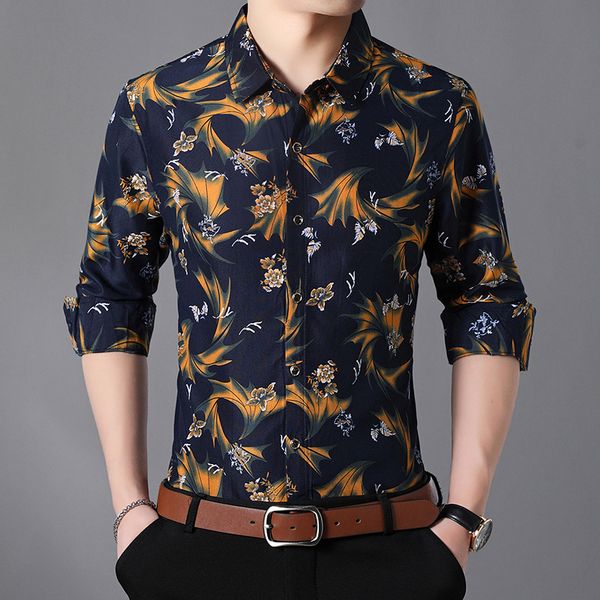 

men's casual shirts flower shirt 2021 autumn fashion plus size 5xl 6xl 7xl hawaiian long sleeve male brand clothes 9 color, White;black