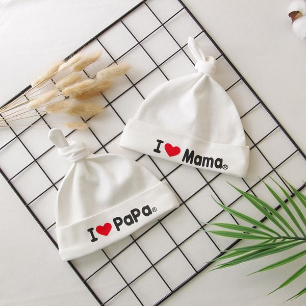 

2 pcs i love papa mama детские шапки хлопка новорожденные unisex baby girl boy шляпы печати, Yellow