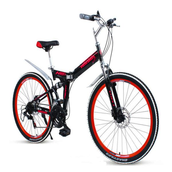 

26 inches mountain bike double disc brake folding bicycle soft tail frame strong load-carrying capacity double absorber