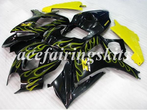 

new abs motorcycle full fairings kits fit for suzuki gsx-r1000 k7 2007 2008 07 08 bodywork set flame yellow