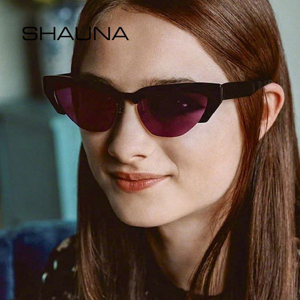 

ins popular small cat shauna eye sunglasses women half frame shades ch01, Blue