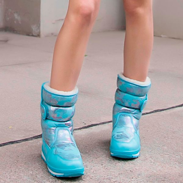 

warm womenmid-calf ankle boots winter waterproof shoes snow boots plus velvet keep warm round toe thick bottom ankle botas, Black