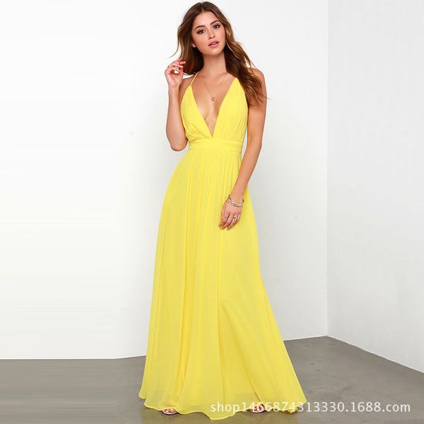 

fashion deep v-neck backless a-line yellow sleeveless evening dresses 2018 new arrival evening prom gowns for women, White;black