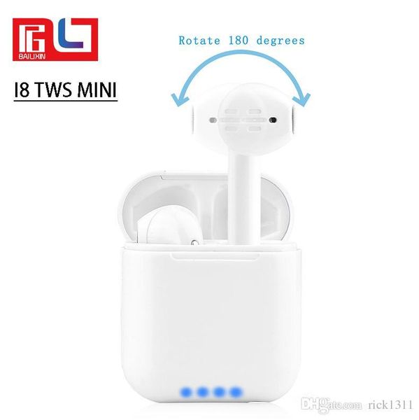 

i8 mini 180° wireless bluetooth headset outdoor sport mini headphones high-quality with portable charging box universal