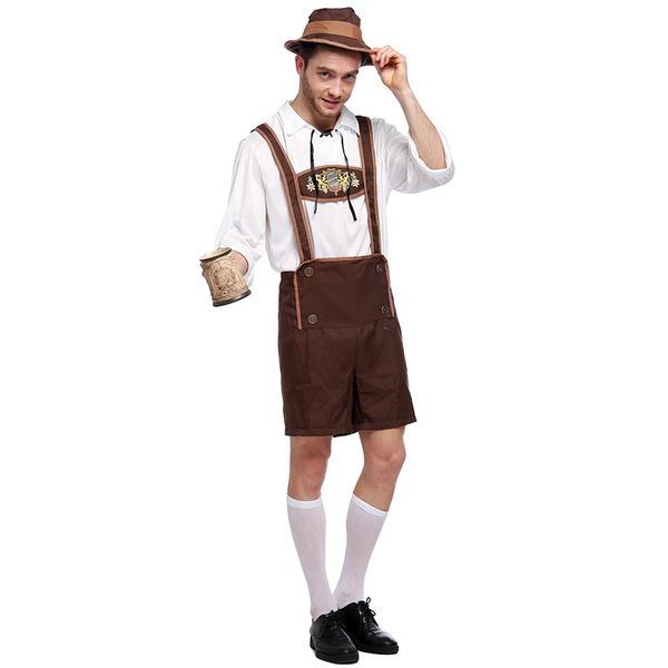 

german oktoberfest bavarian costume beer festival carnival party stage outfits for men wench waitress serving cosplay clothing, Black;red
