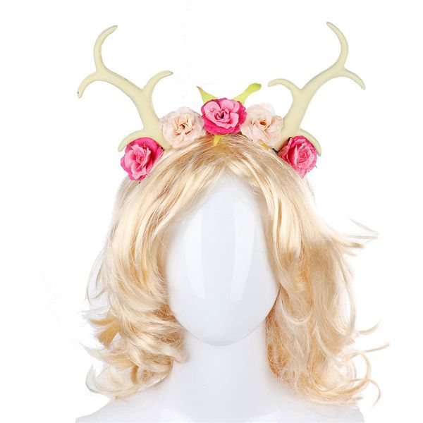 

christmas cosplay animal light-up antlers headband flower costume headclip