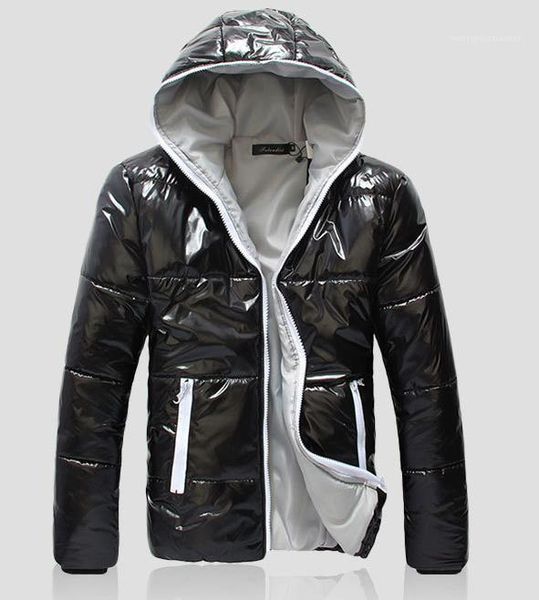 

jackets fashion shiny mens cotton coats casual winter warm hooded mens outerwear males clothing zipper mens designer, Black;brown
