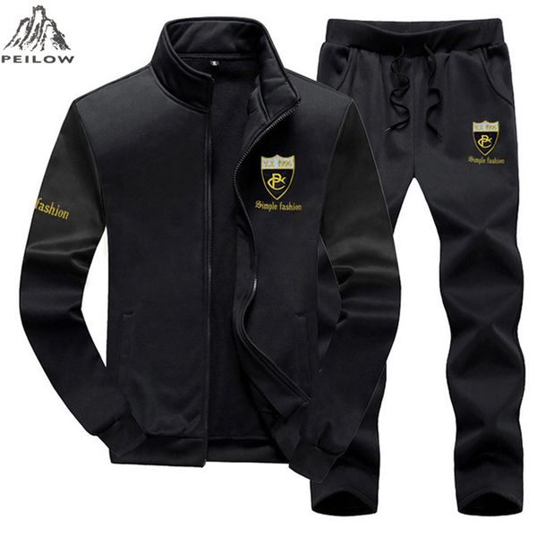 

peilow brand men sets fashion autumn spring sporting suit sweatshirt+sweatpant tracksuit men`s sportswear clothing 2 pieces sets, Gray