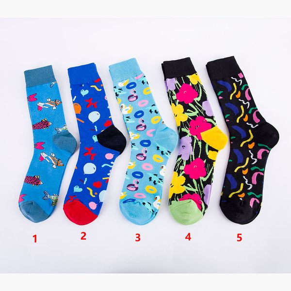 

harajuku happy short socks men's funny avatar combed cotton casual men socks colorful novelty skateboard socks women 19007, Black