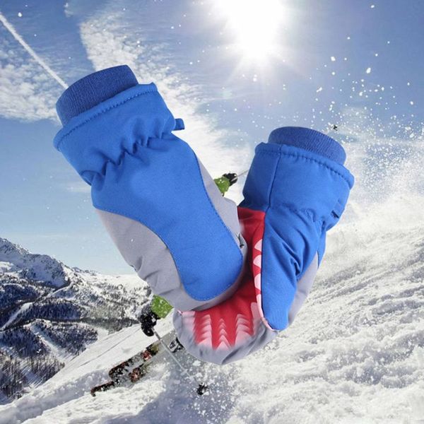 

winter outdoor boys girls cartoon ski waterproof gloves cute children non-slip warm windproof mittens y98f