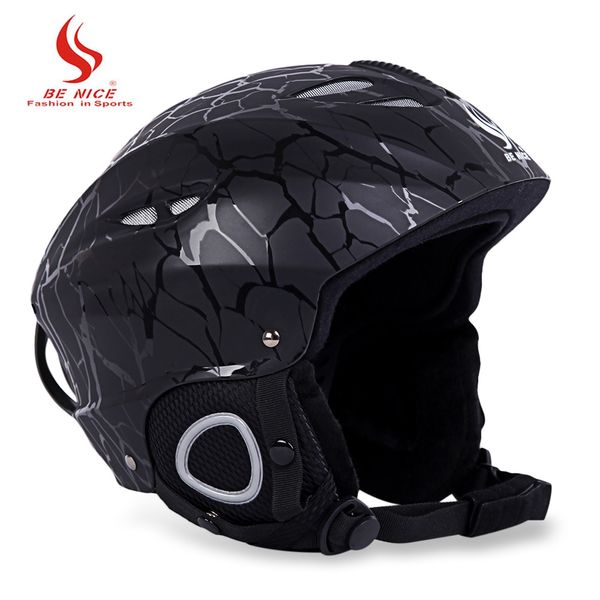 

benice sports safety skiing helmet with inner adjustable buckle liner cushion layer 58-61cm head circumferencess skiing helmet
