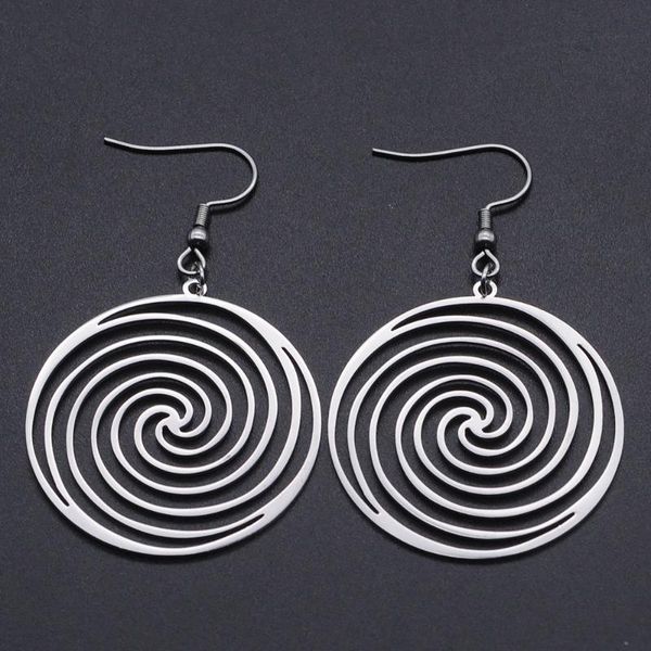 

100% stainless steel fashion geometric spiral round earring for women wholesale unique statement jewelry earrings, Golden;silver