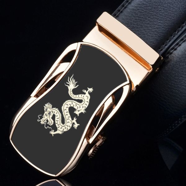 

car standard car standard automatic buckle cowhide men's automatic buckle cowhide belt dragon totem business men's trousers belt, Black;brown