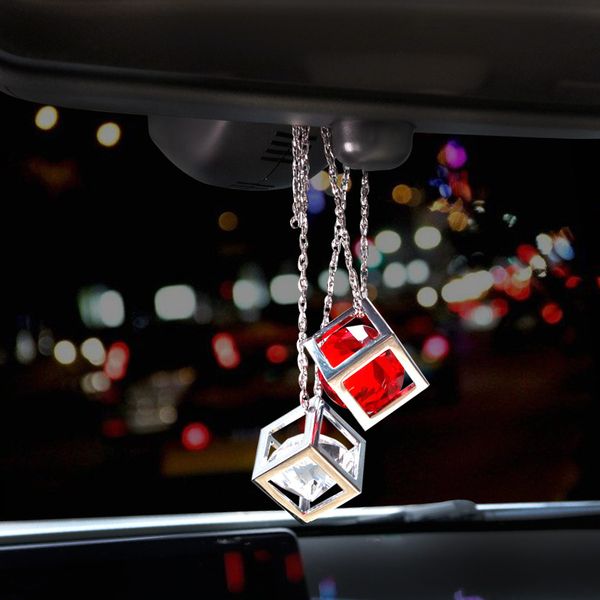 

car ornaments creative magic cube crystal pendant auto rear view mirror decoration hanging pendant car styling suspension gifts