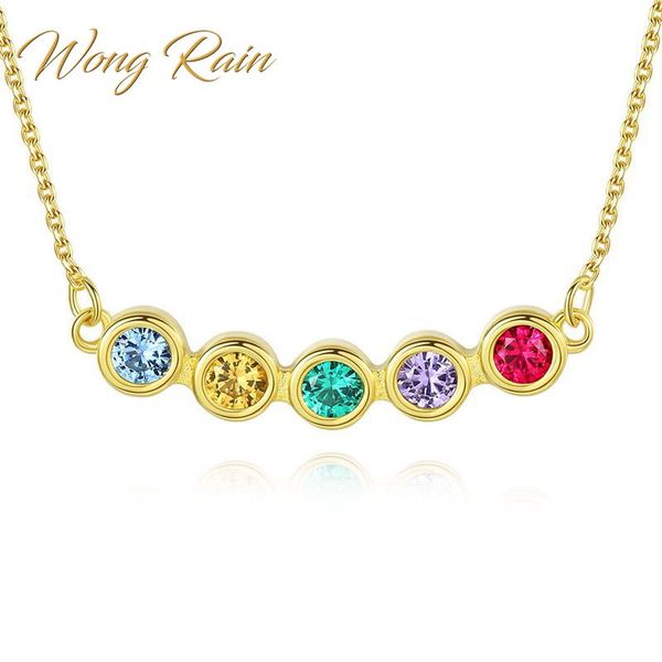 

wong rain 100% luxury 925 sterling silver emerald citrine gemstone yellow gold cocktail party pendant necklace jewelry wholesale