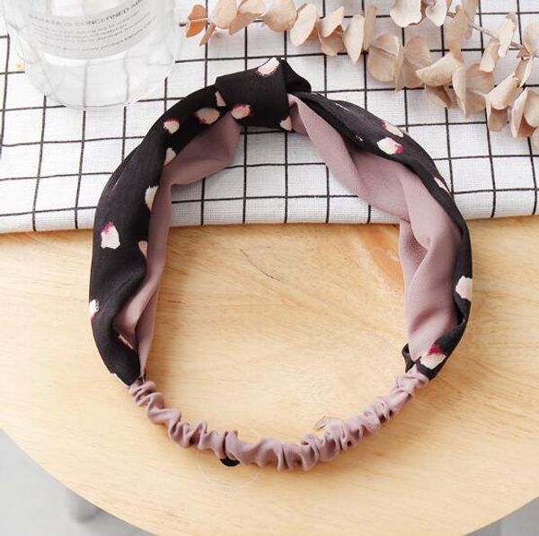 

fashion women cute double color knot print headbands girl's lovely headwear lady's korea vintage hair accessories