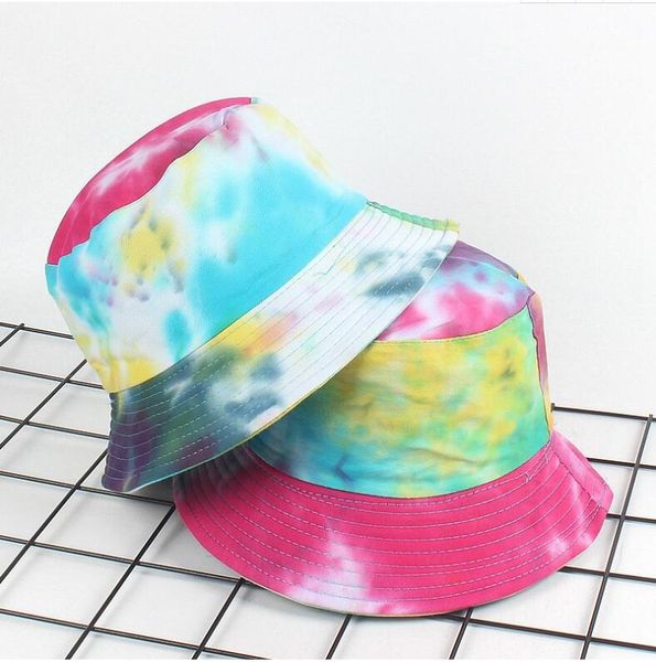 

2018 creative tie dye bucket hat colourful graffiti bob caps hip hop gorros men women summer caps beach sun fishing hat