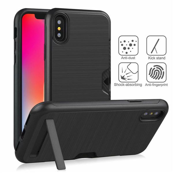 

для iphone x xr xs max гибридный визитница броня tpc жесткий пк задняя крышка для iphone 8 7 6 6s plus роскошный прочный стенд чехол кошелек