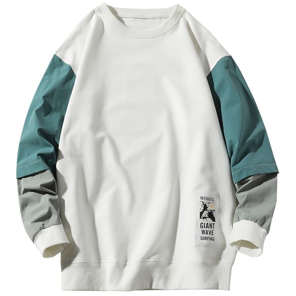 

2020 весна осень мода лоскутная новый casual male streetwear с длинным рукавом толстовки мужчины пуловер кофты плюс размер 5xl, Black