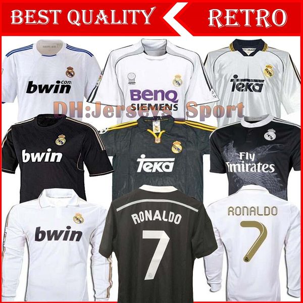 

retro 10 11 12 real madrid soccer football jersey guti ramos mcmanaman 13 14 15 ronaldo zidane beckham 06 07 raul robinho 1999 00 02 carlos, Black;yellow
