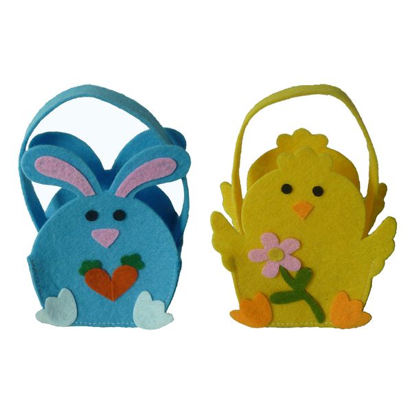 

2pcs easter bunny candy bags fabric egg holder cookies gift bag pouch decor