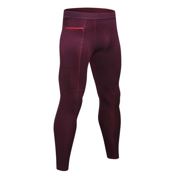 

men skinny leggings compression running tights pants zipper workout quick dry high elastic trousers, Black
