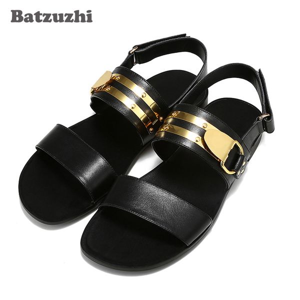 

new arrival men's sandal shoes designer's rock summer genuine leather sandals men sandalias hombre, big sizes us6-12, eu38-46, Black