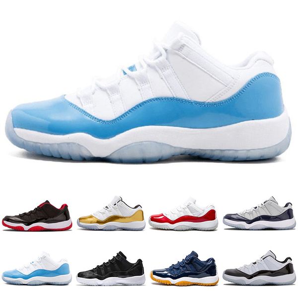 

2018 11 men basketball shoes 2017 concord 11s sport sneaker low metallic gold navy blue white red bred 8 colors size us 7-12
