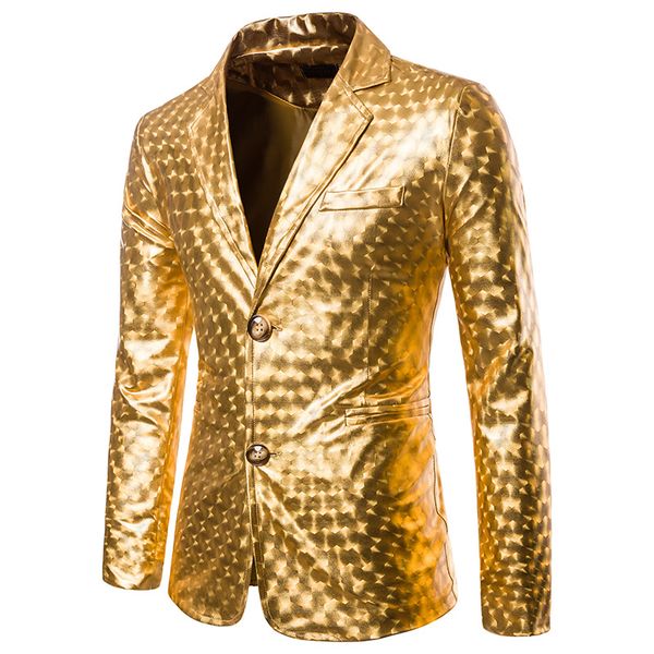 

mens shiny gold plaid nightclub blazer jacket 2019 brand new slim fit suit blazer men party wedding prom stage singer costumes, White;black