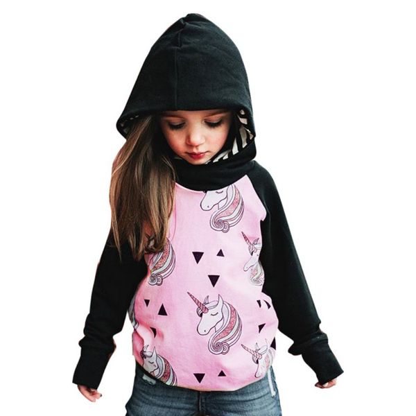 

hooded pullover long sleeve cotton baby autumn winter patchwork hoodies sweatshirts, Black