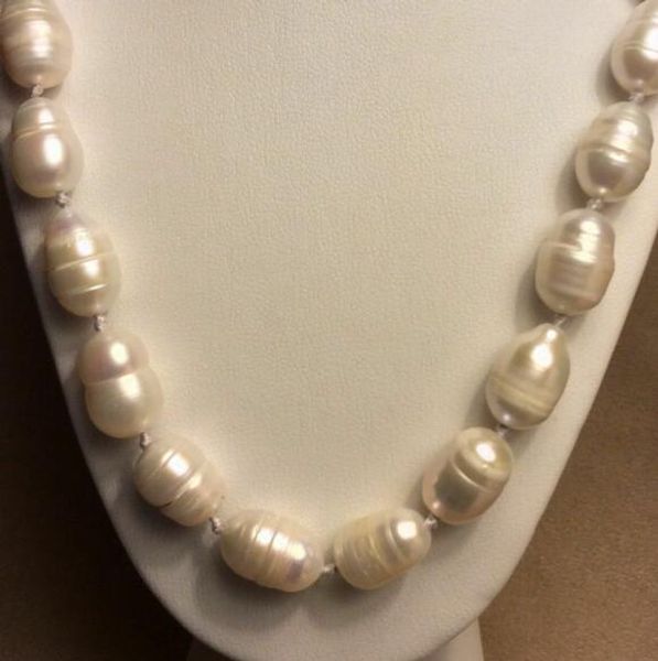 

fine pearls chainfine pearls chain huge beautiful 10-12mm south sea baroque white pearl necklace 18", Silver