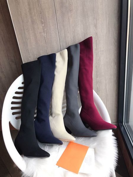 

autumn and winter latest style fashionable female shoe luxury stylist stockings boots big high-heeled shoes, Black