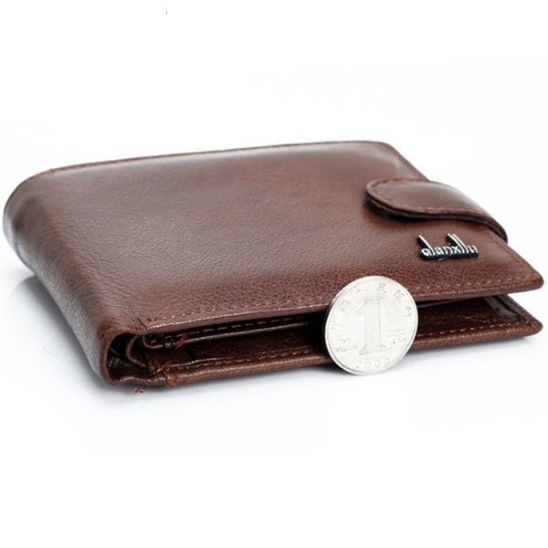 

wallet men 100% genuine leather wallets men real leather purse with coin pocket trifold wallet male clutch purse zipper top, Red;black