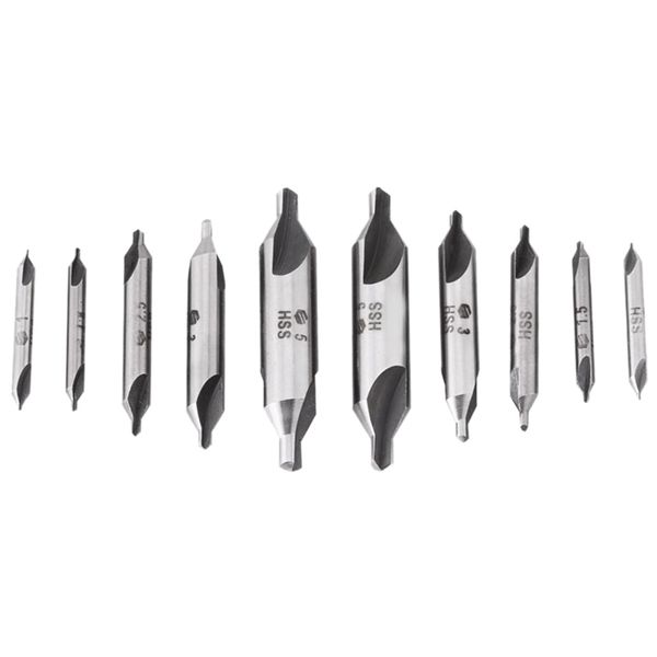 

10pcs/lot combined countersink bits 60 degree center drill set hss metal drilling power tools lathe milling cutter tool