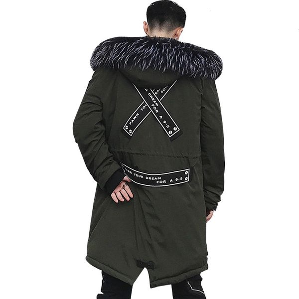 

men's down & parkas hip hop winter jackets 2021 fashion casual jacket men hooded warm coats thick medium-long solid, Black