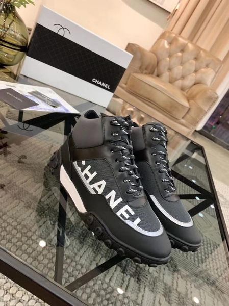 

2020 luxury sports ankle boots women dress casual shoes lace-up flats canvas color matching high-mans sneakers of high, Black