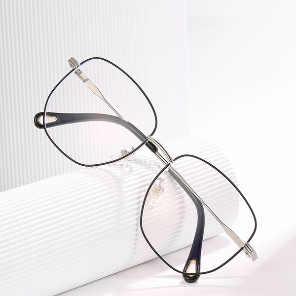 

ins irregular oversized anti blue-ray glasses plain mirror glasses box myopia mirror frame, Silver