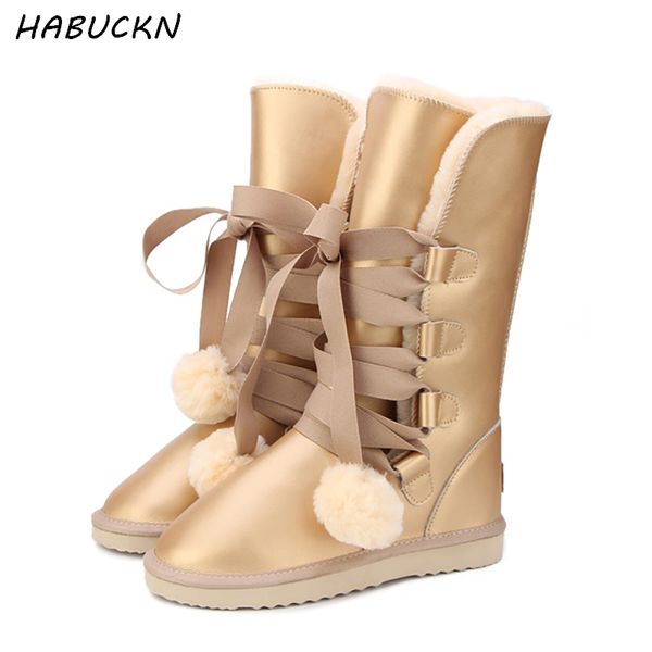 

classic women snow boots leather winter shoes boot bota feminina botas mujer zapatos women waterproof snow boots, Black
