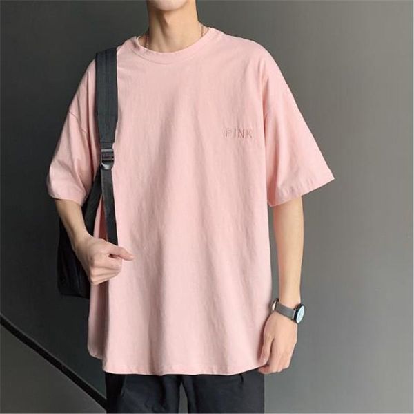 

summer mens designer tshirts fashion slolid color short sleeve loose tees ins style mens loose tshirts, White;black