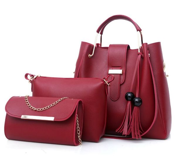 

2021 ny02 new purse fashion son tote bags with tote and american set large european pu leather bag women handbag & pouch mother brand xjuhi, Red;black