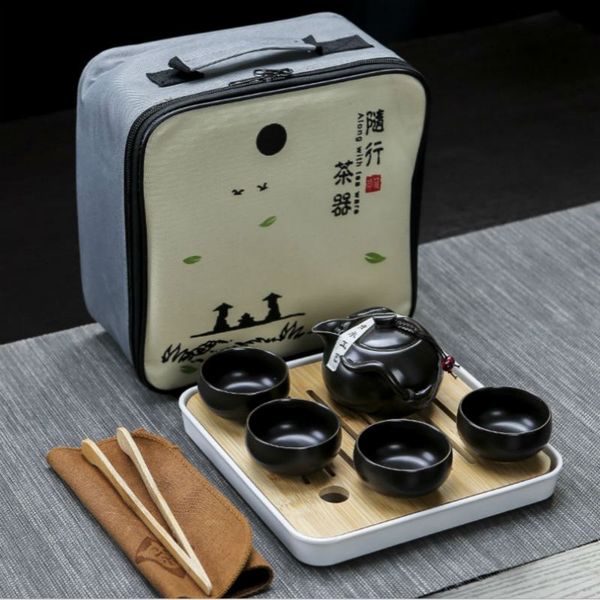 

new chinese travel kung fu tea set ceramic portable teapot porcelain gaiwan cups of tea ceremony tea pot with travel bag