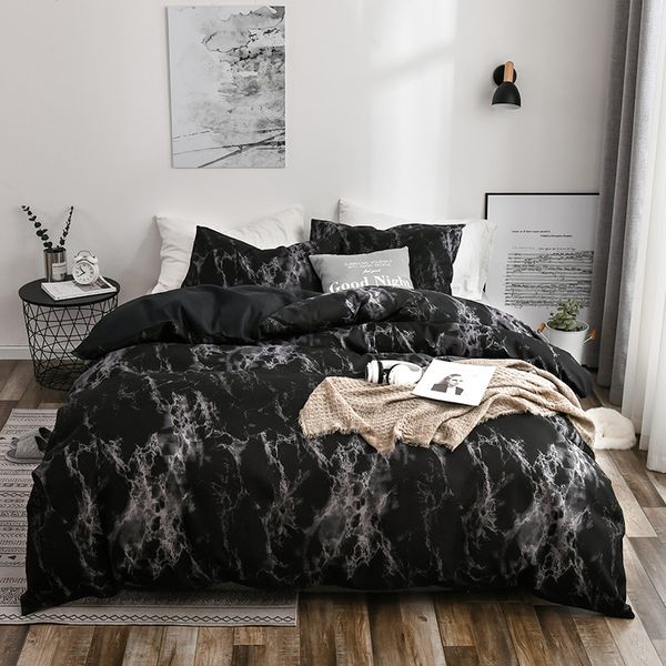 Marble Pattern Double Bed Comforters New Year Stylish Minimalist