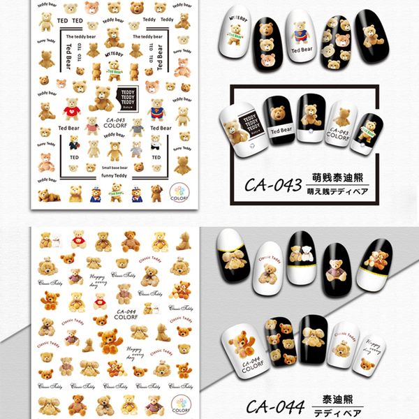 Acheter Nail Art Sticker Motif Mixte Animaux De Dessin Animé Fleur Nounours Autocollants De Transfert Ongles Curseur Manucure Ongles Autocollants De