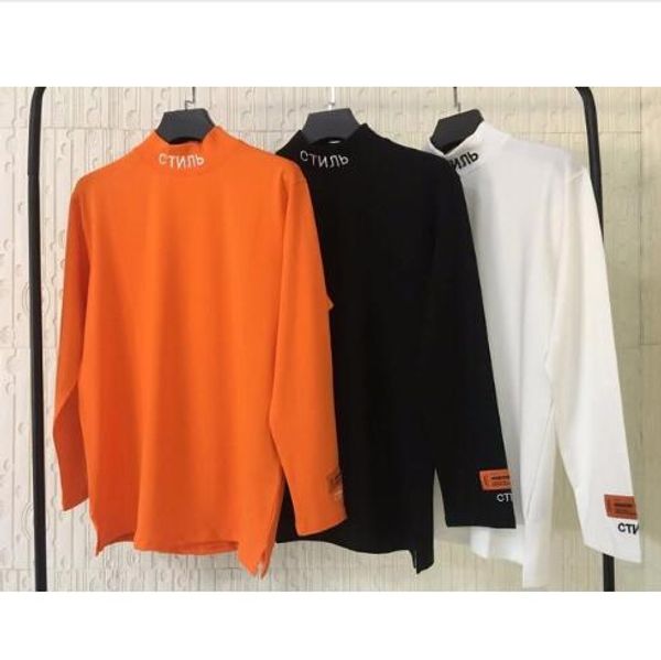 

2019 embroidery women men turtleneck long sleeve t shirts tees hiphop streetwear men cotton t shirt hp brand, White;black