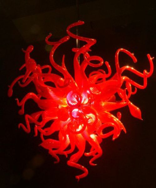 

dale chihuly style mouth blown glass chandelier lightings modern art deco red murano glass pendant lamps led hanging red glass chandeliers