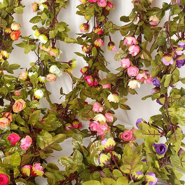 

artificial silk rose flower wisteria vine rattan hanging flower garland for wedding party home garden decoration