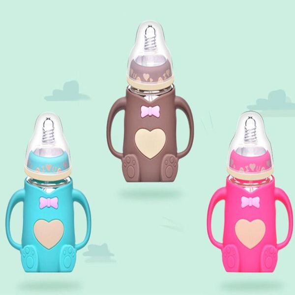 

1pc baby silicone milk feeding bottle safe infant juice water feeding bottle cup glass nursing baby