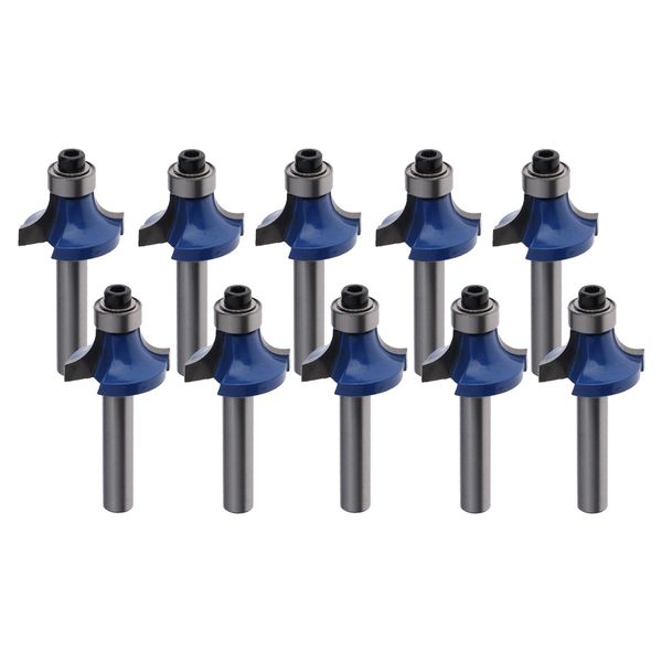 

10 pcs. router round cutter with ball bearing, 1/2 inch radius, 6mm shank