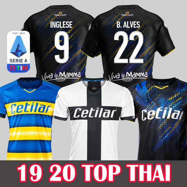 

19 20 parma soccer jersey third black inglese 2019 2020 insigne di gaudio bruno alves calaio home away ceravolo football uniforms shirts, Black;yellow